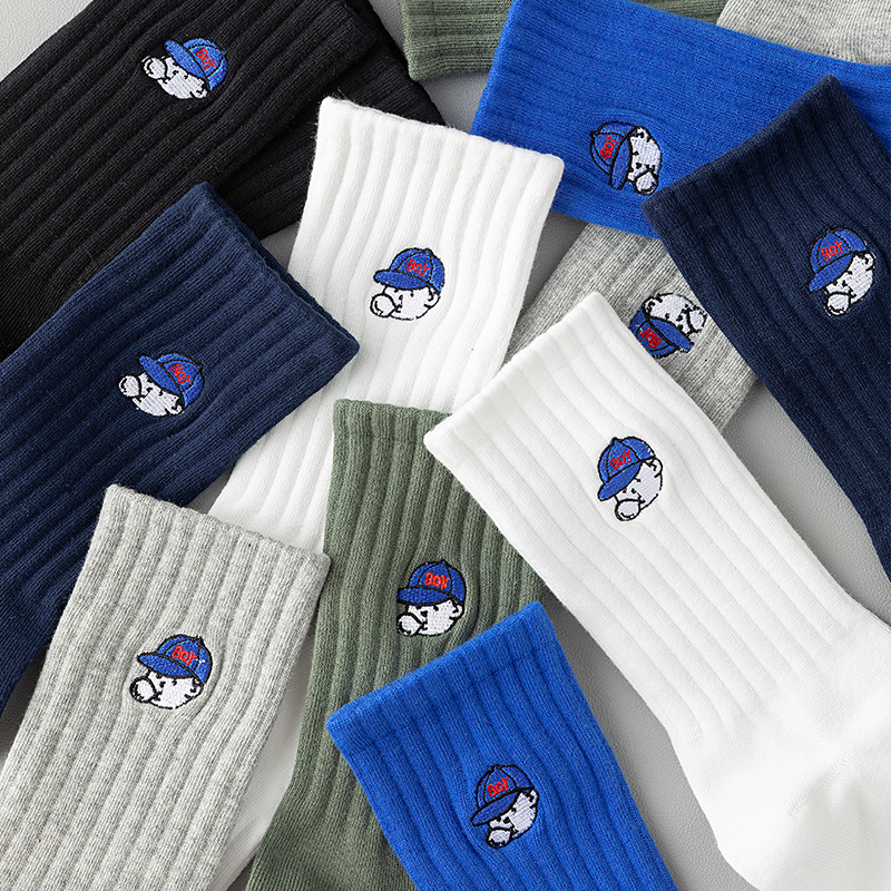 袜子男款纯棉中筒青少年秋冬季运动袜男大童全棉防臭新疆棉袜男生