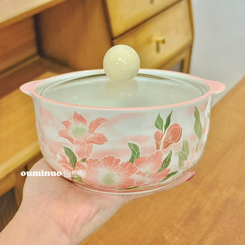 【圆圆专属】一路生花泡面碗陶瓷家用釉下彩创意轻奢厚实泡面碗