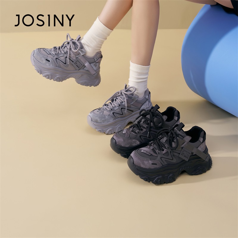 卓诗尼厚底老爹鞋女款2025秋冬季新款紫色女鞋潮流时尚休闲运动鞋