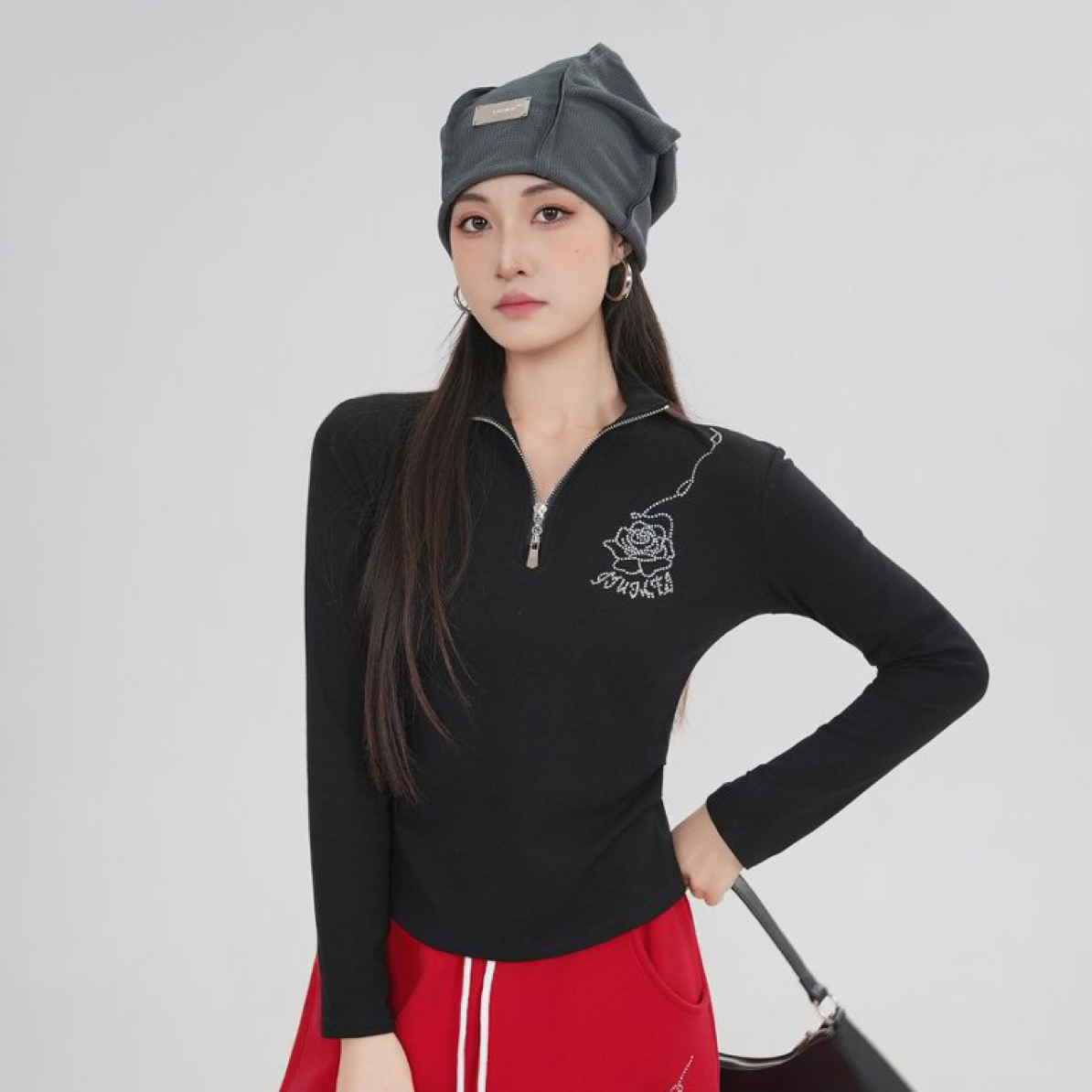 新丽-大玫瑰辣妹爵士街舞潮牌辣妹上衣长袖修身0925