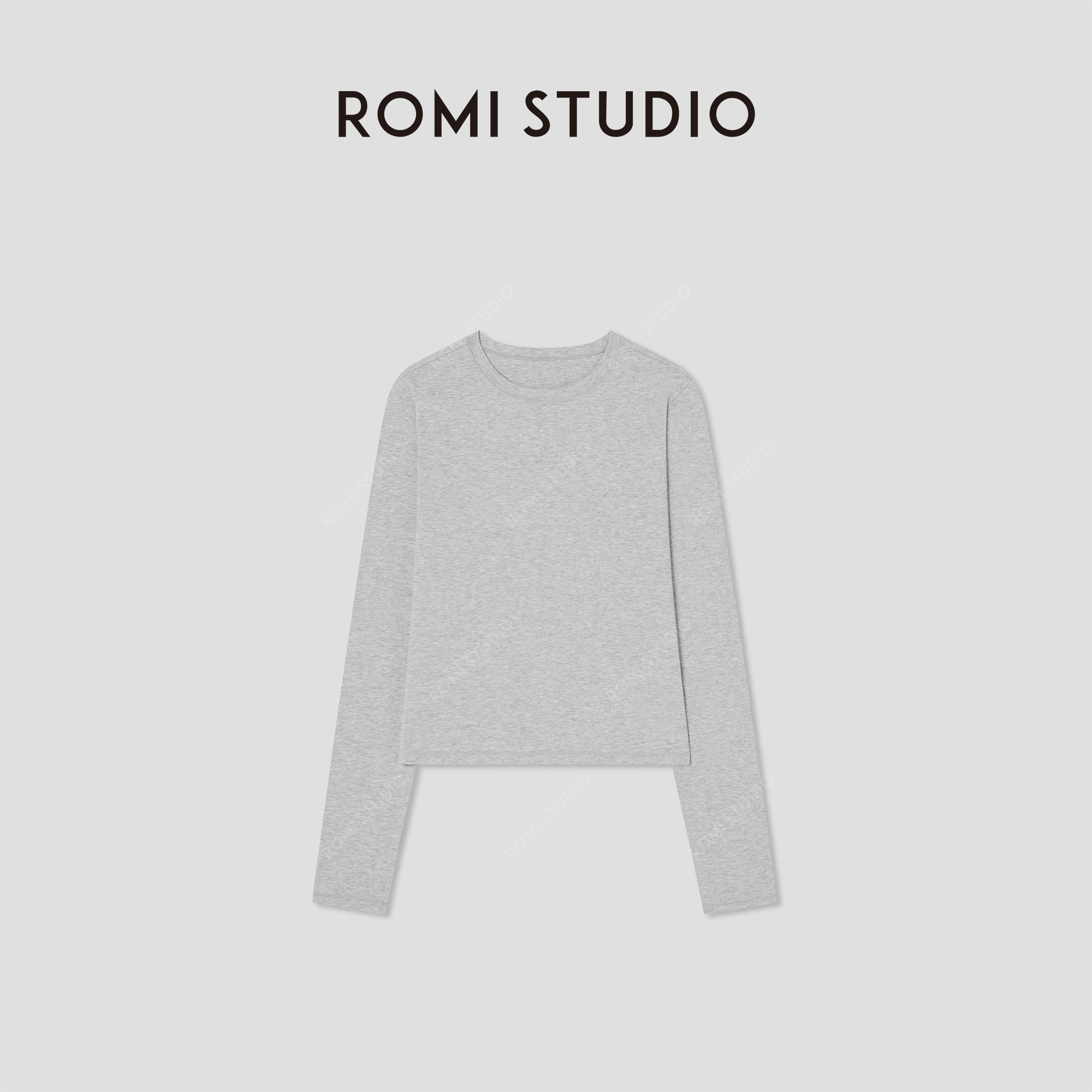 ROMI STUDIO"休闲百搭"棉氨纶混纺微弹舒适洗水长袖T恤RWBWSH1697