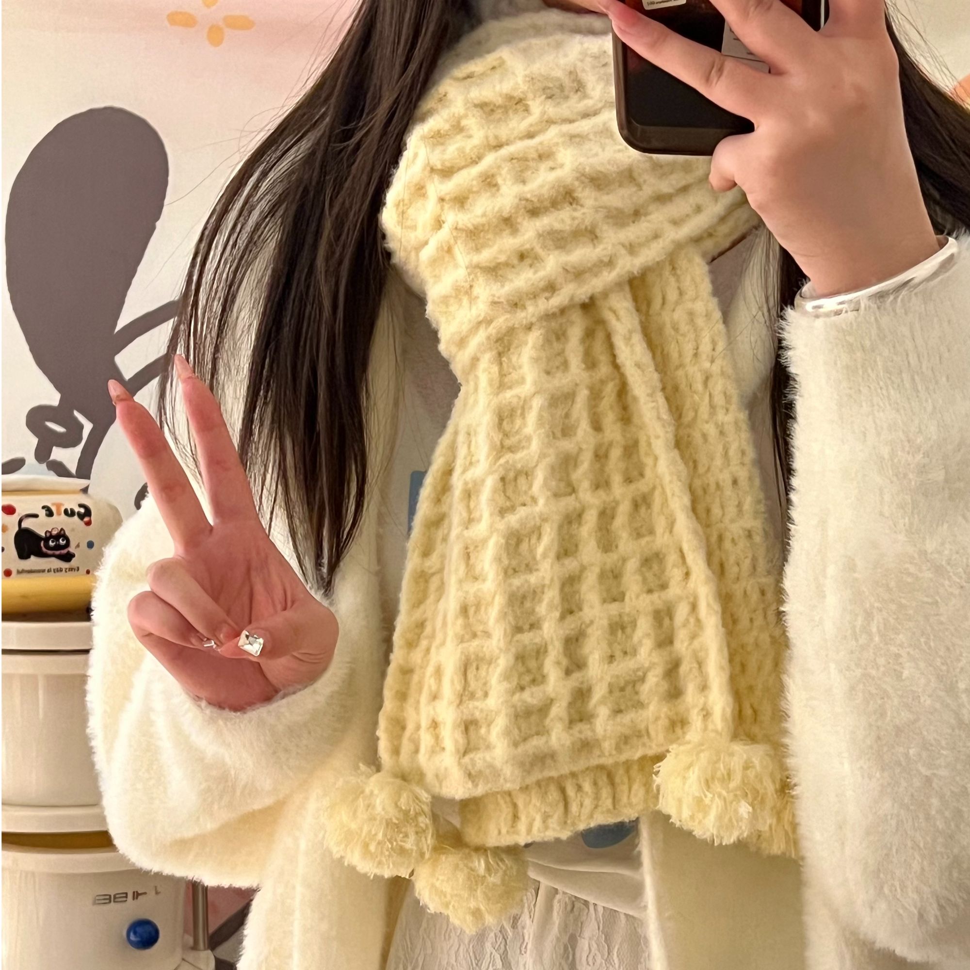 手工编织华夫格围巾diy材料包送女生男生闺蜜生日礼物