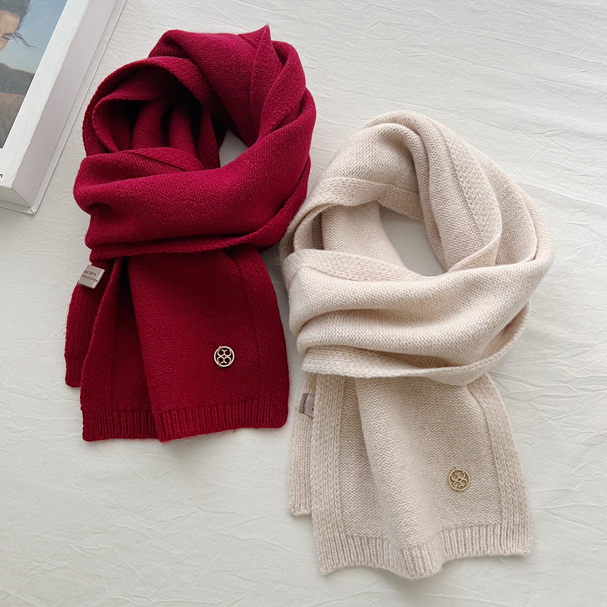 英国CospKosp冬季新款羊毛针织围巾保暖情侣款纯色围脖送礼送长辈