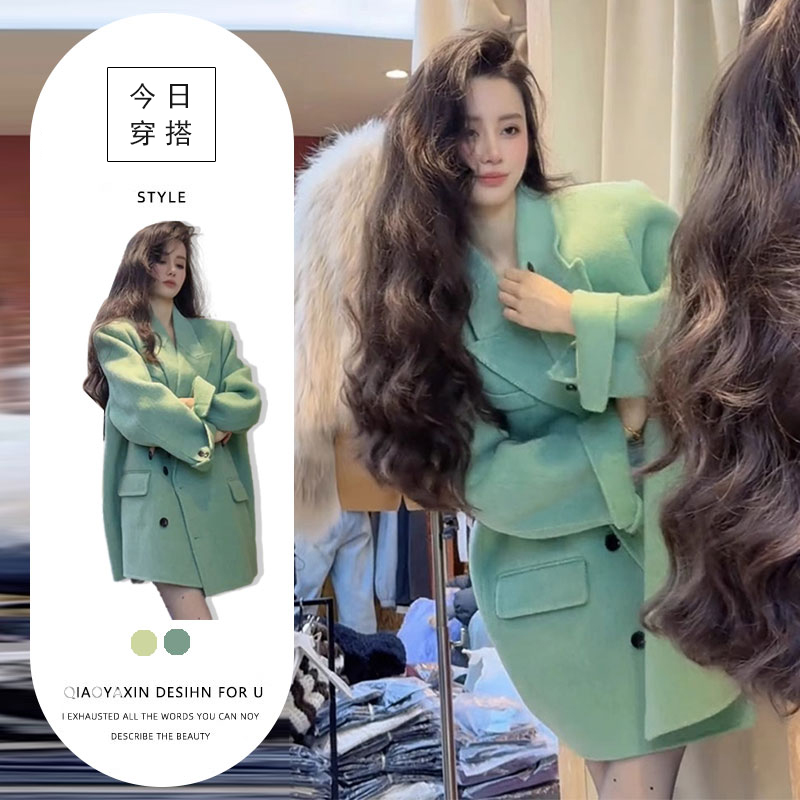 高级感时尚气质外套女2025秋冬新款慵懒风宽松设计感毛呢西装外套