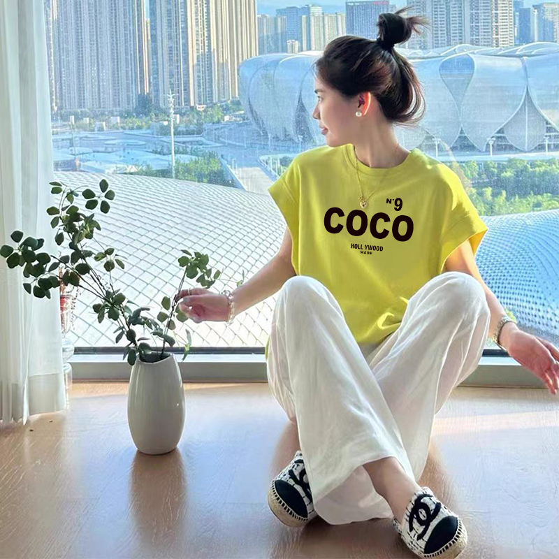 云感弹力夏薄小飞袖纯色圆领T恤韩版宽松显瘦落肩短袖多巴胺上衣