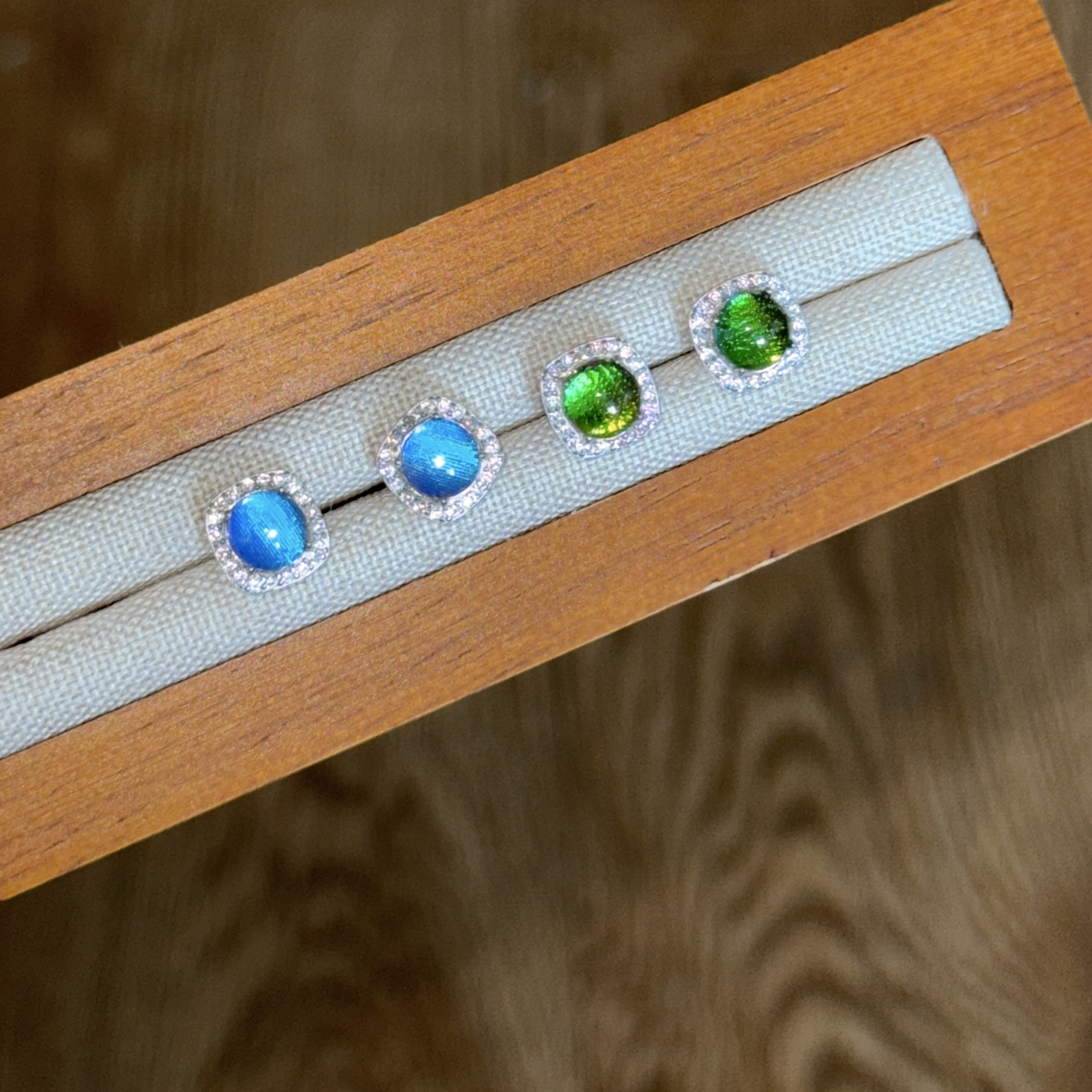 围镶纯银耳钉标本首饰昱珀工艺百搭精致首饰