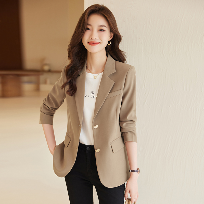 咖啡色西装外套女春秋2025新款高级感韩版气质小个子修身西服上衣