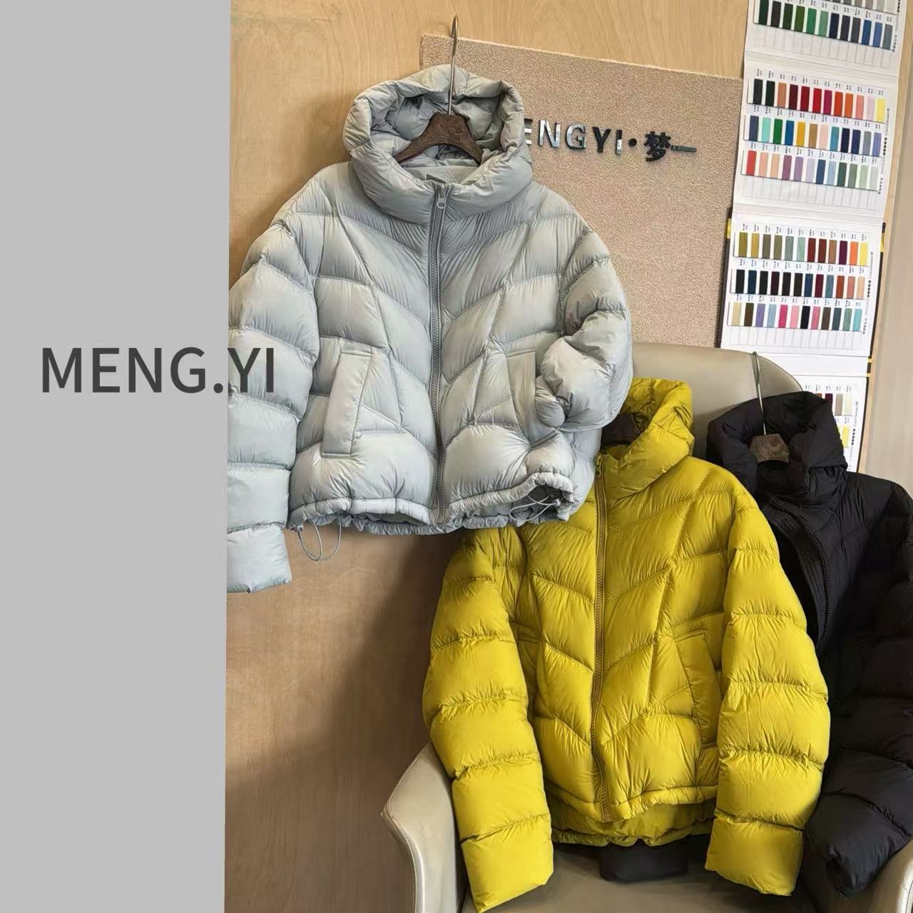 MENG.YI新国标90白鸭绒带帽泡芙短款羽绒服 5368