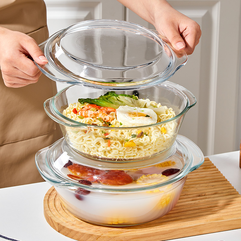 耐高温玻璃碗蒸蛋羹专用碗微波炉加热带盖双耳炖汤煲沙拉碗泡面碗