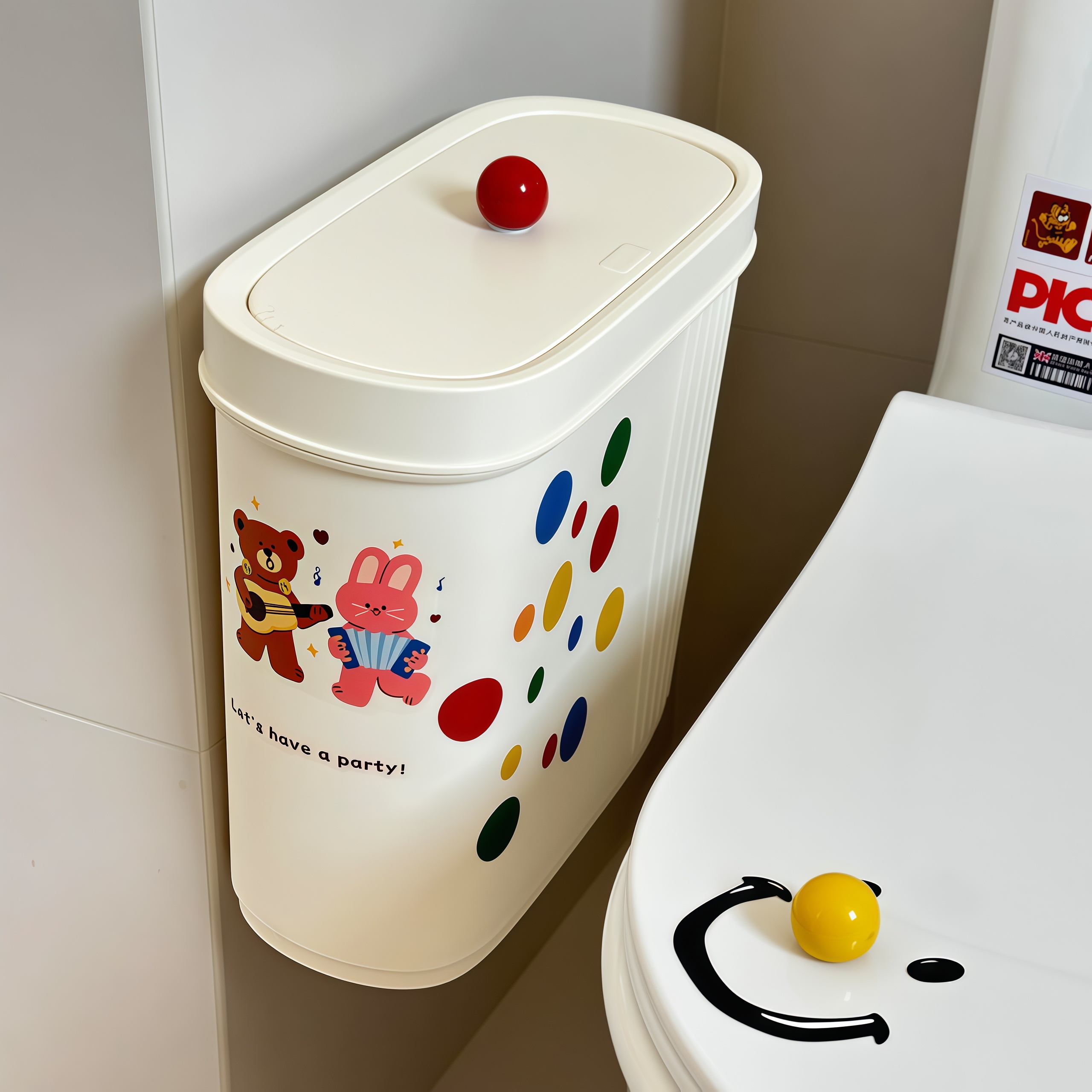 多巴胺化妆室垃圾桶家用2025新款大容量带盖子挂式高颜值窄缝夹厕