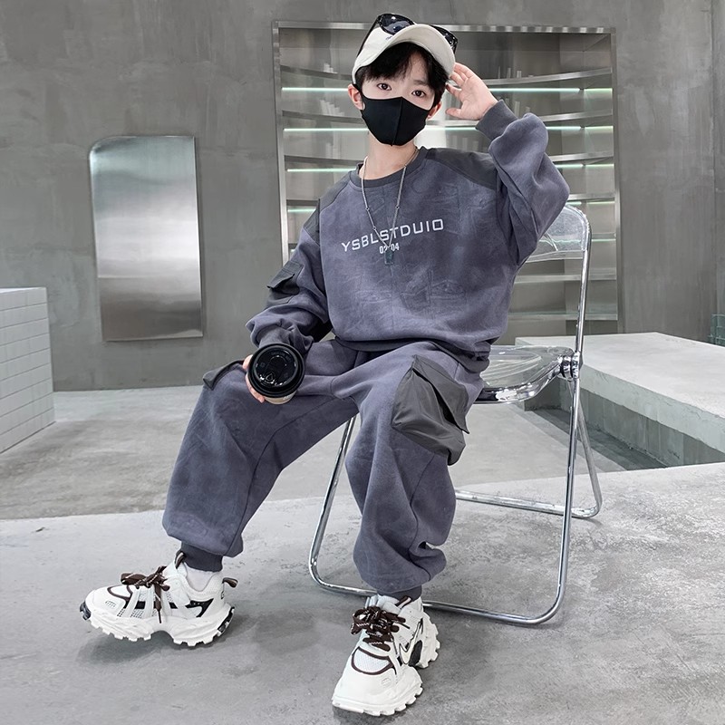 儿童装男童秋装卫衣套装2025新款中大童春秋款运动秋季帅气时髦潮