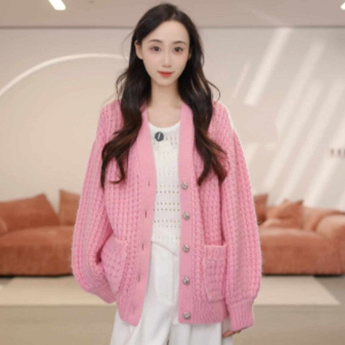 limil/丽米儿新款粉色针织开衫外套948013