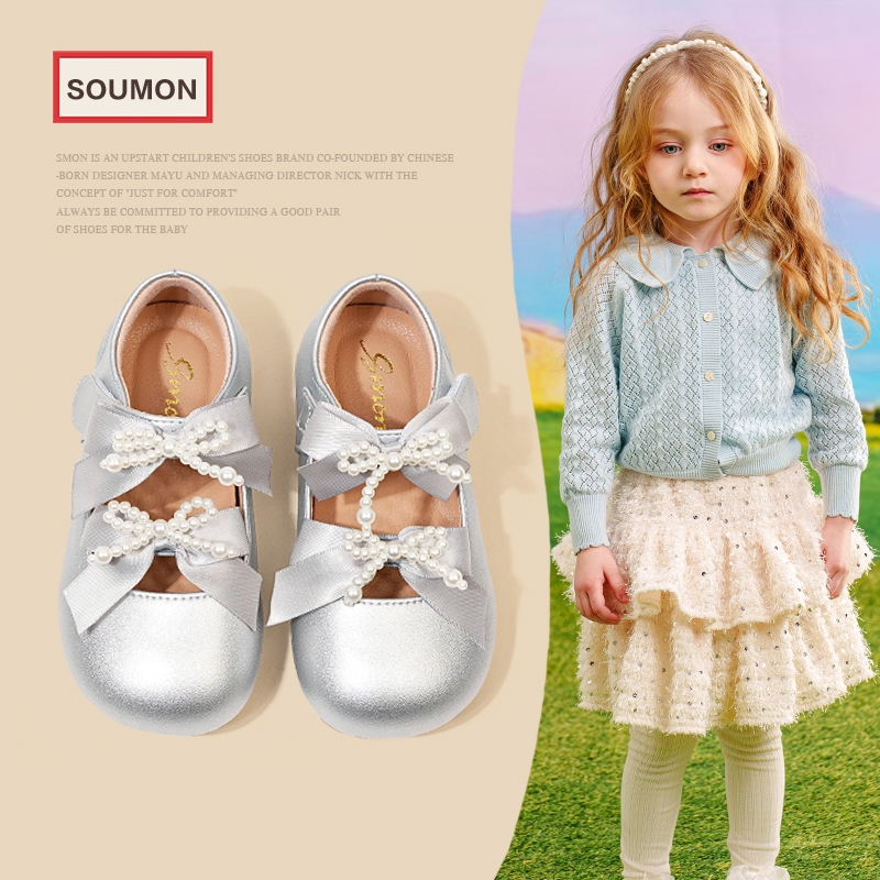 SMON清仓书萌儿童夏款蝴蝶结公主鞋女童单鞋软底宝宝鞋女孩演出鞋