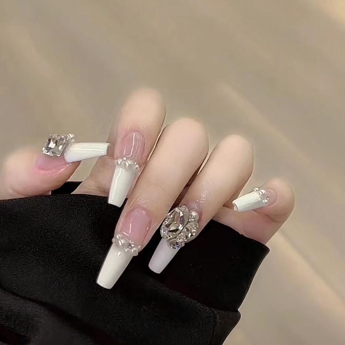 【奢华法式】手工穿戴甲高奢新款显白中长款美甲高级美甲穿戴甲片