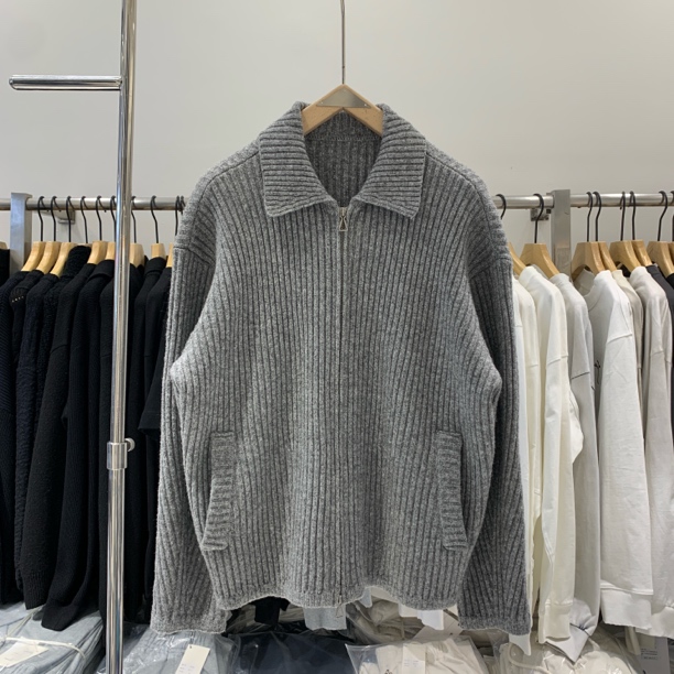 秋冬男士羊毛外套韩版长袖老钱风毛衣针织衫宽松百搭锁温翻领开衫
