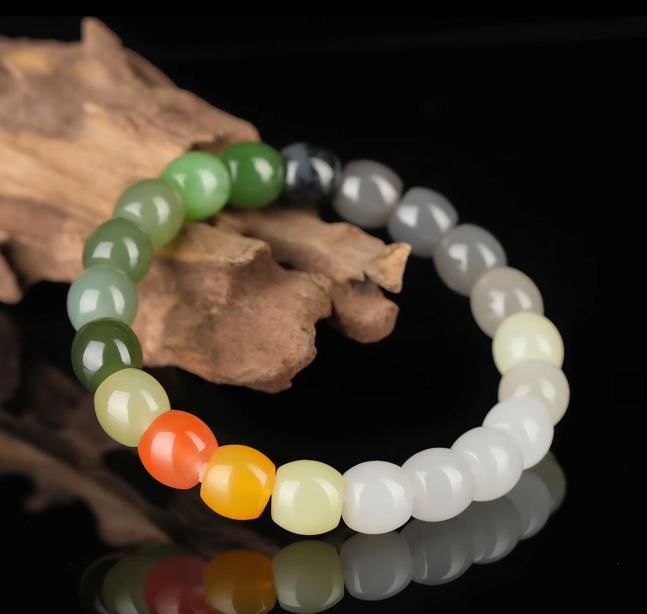 【大有珠宝】典藏级和田玉多宝手串卡10m直切彩虹多巴胺色系百搭