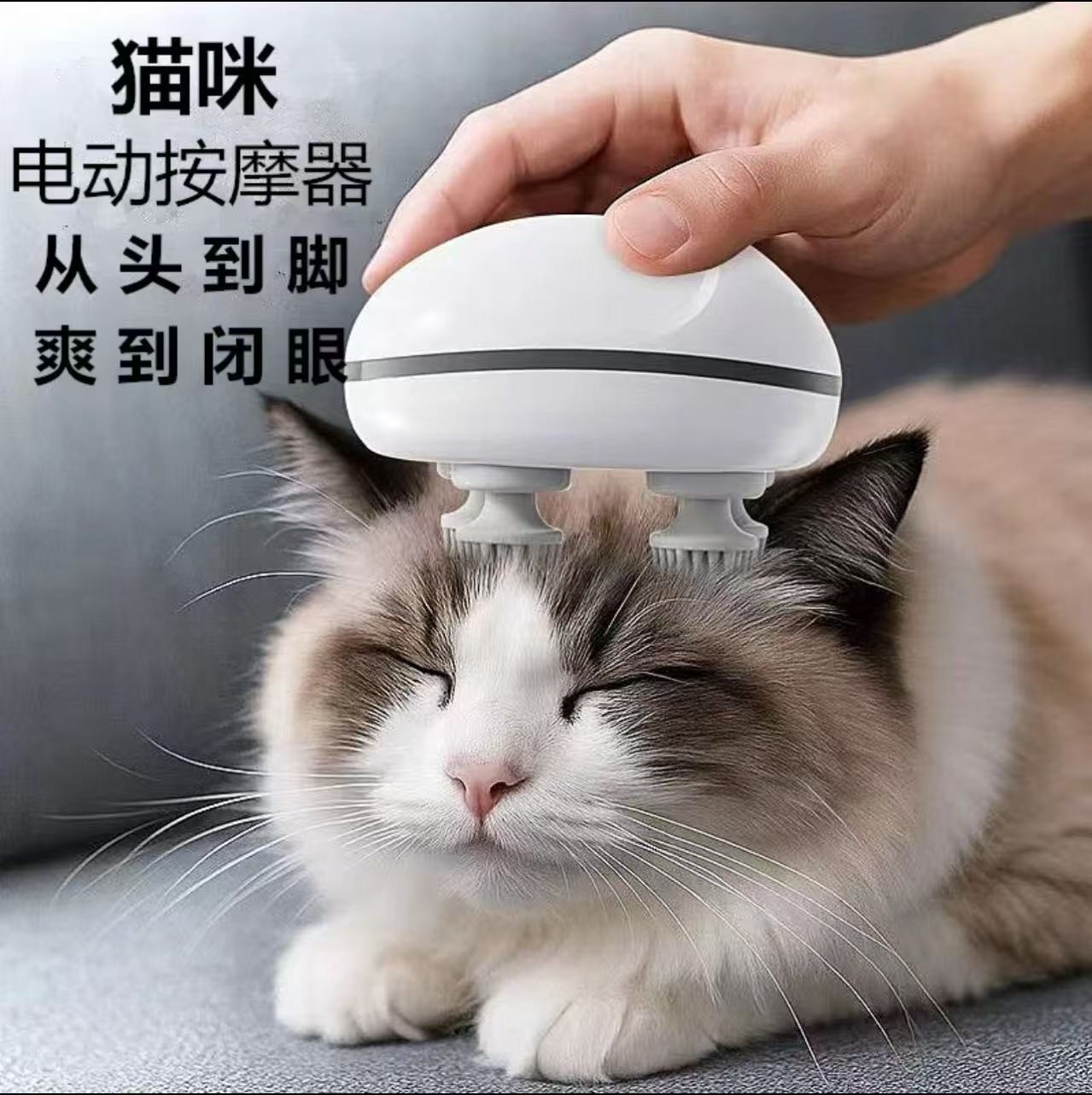 央妈力推宠物猫咪头部器八爪鱼头部抓头按摩仪刷电动懒人撸猫神器