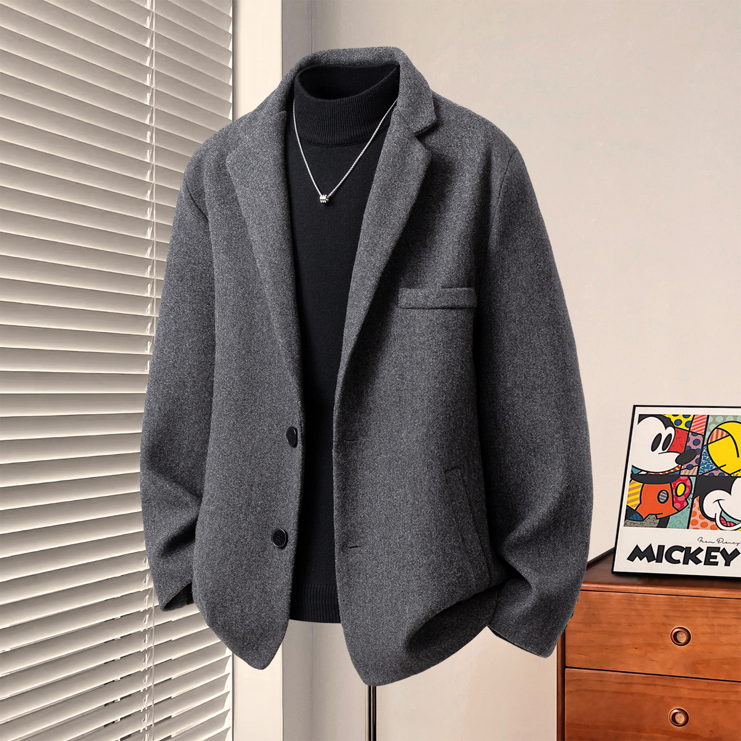 潮流纯色百搭双面呢大衣夹克外套男士外套爆款2025新款正牌正品