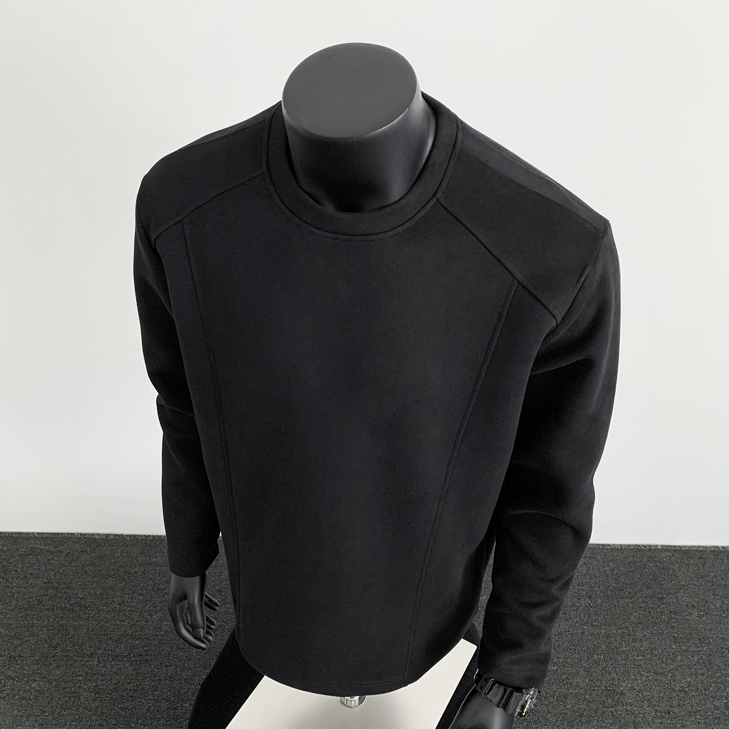 2025新款美式无帽圆领卫衣男秋季拼接解构设计男士长袖T恤打底衫