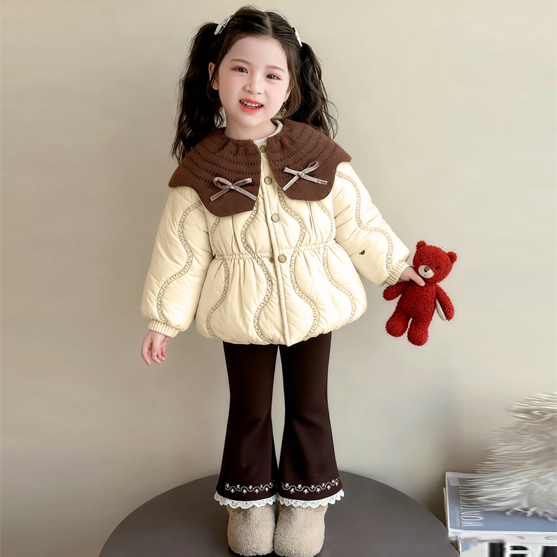 女童加绒棉服冬季2025新款儿童韩版棉袄洋气女宝加厚保暖冬装棉衣