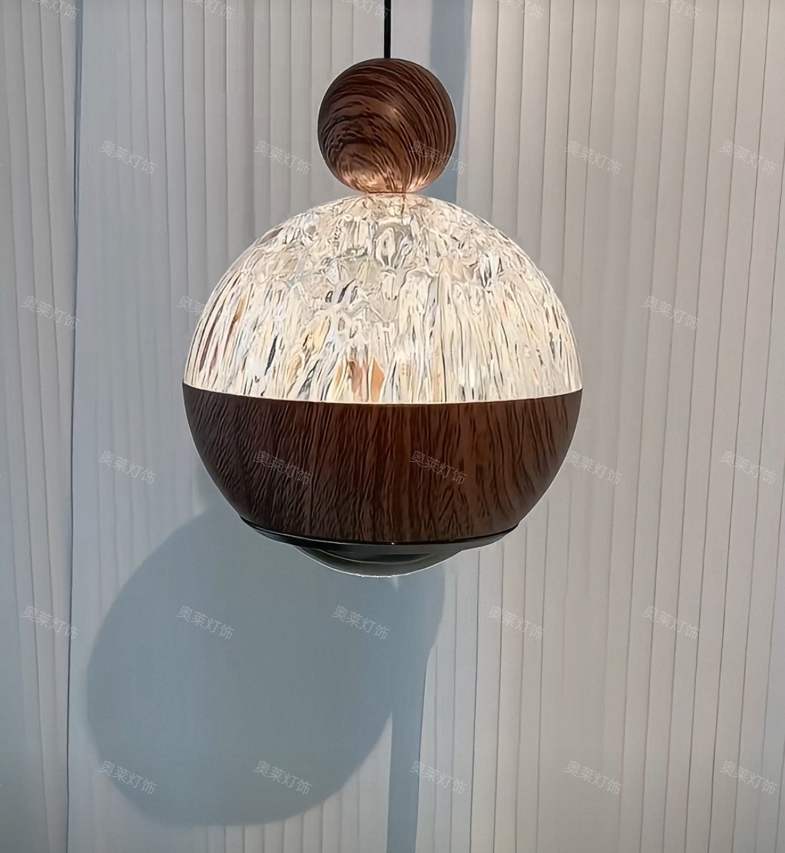 中古风木纹升降床头小吊灯主卧室触摸感应伸缩吊线灯玄关背景墙灯