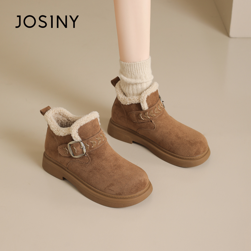 卓诗尼厚底舒适勃肯靴女2025新款冬季加绒加厚保暖短靴复古百搭靴