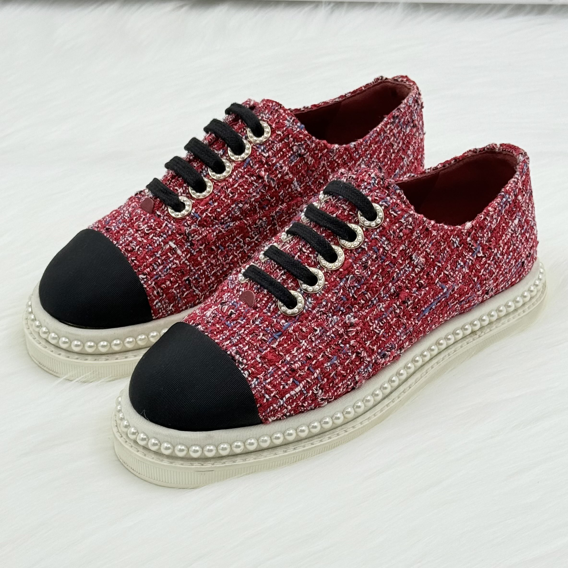 99新 Chanel/香奈儿 双c珍珠休闲鞋 35码 公价9k j4080