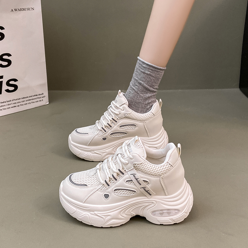 增高8公分内增高老爹鞋女款2025爆款专柜正品网红皮面休闲潮鞋子