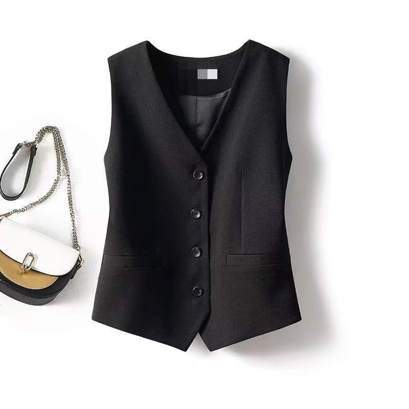 四粒扣百搭马甲英伦常规款休闲无袖气质女士时尚