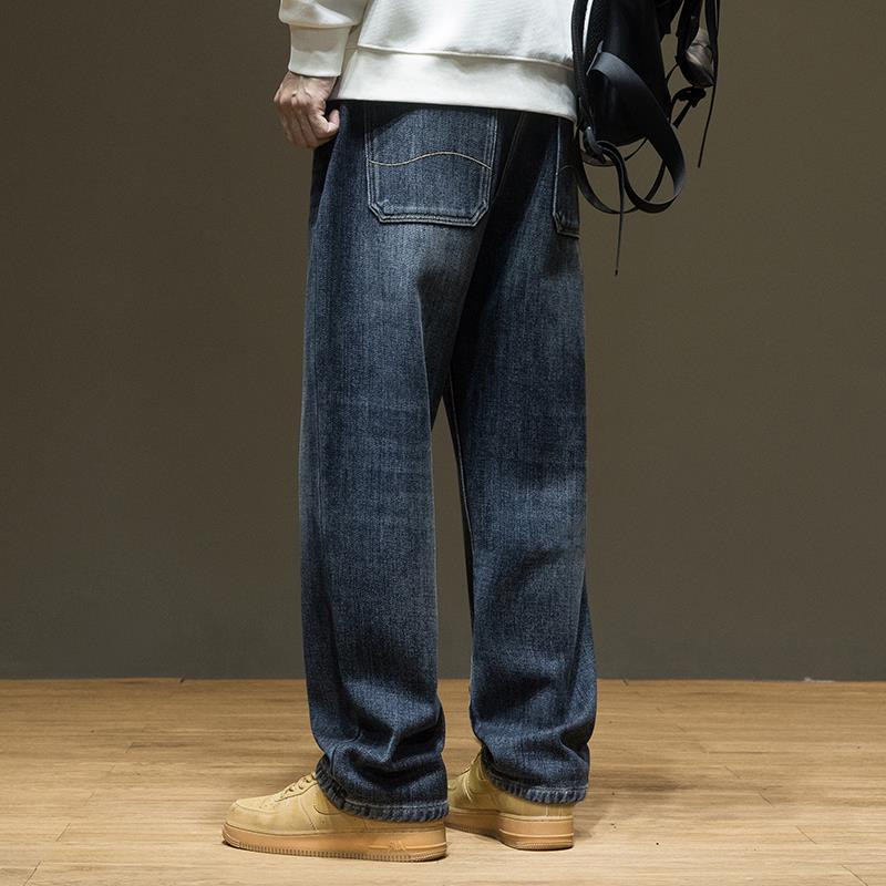 灏吉弧春秋牛仔裤男士加厚2025冬季新直筒裤男宽松大码休闲长裤子