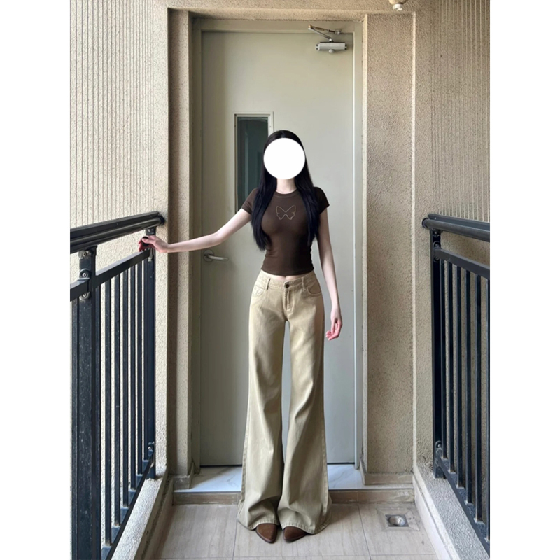 美式复古辣妹慵懒感微喇牛仔裤女2025秋冬显瘦垂感阔腿不贴腿长裤