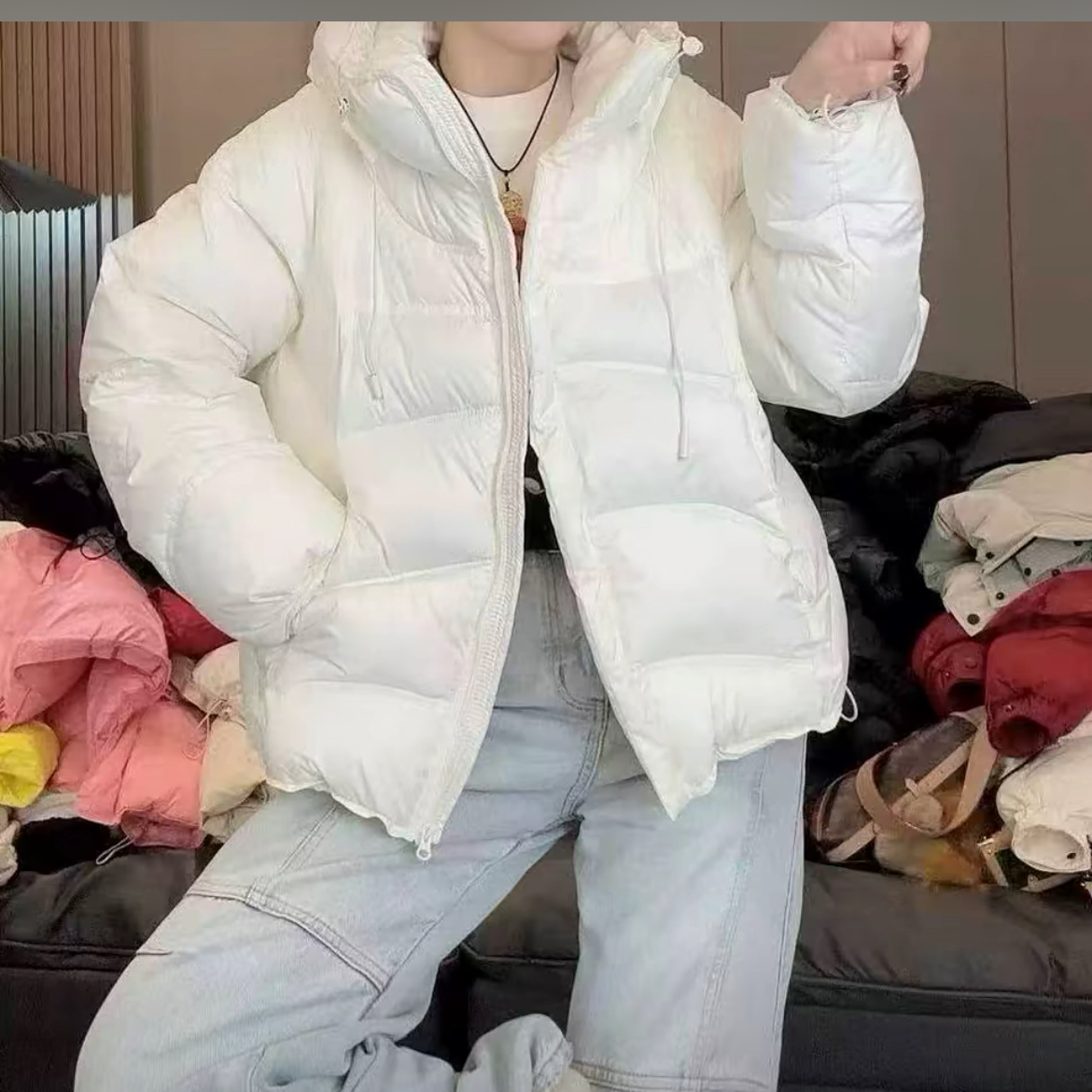 24.欧洲站时尚短款棉服6351款衣长约67