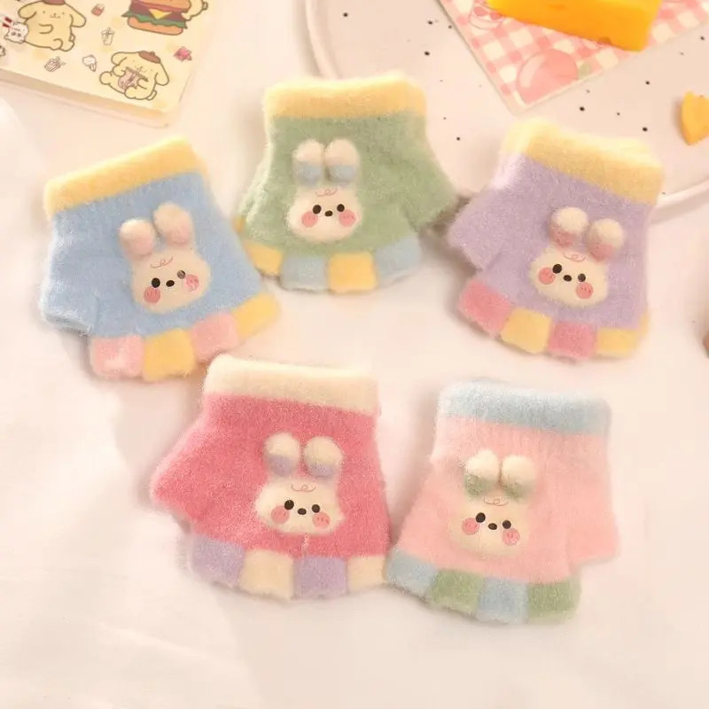 宝宝卡通半指手套冬天保暖小童幼儿童冬季薄款露儿童秋冬加厚保暖