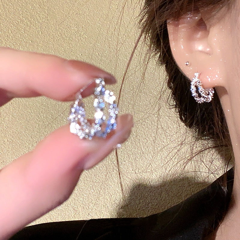 波光粼粼~碎银子耳环女轻奢小众高级感耳钉气质耳圈耳扣圆圈耳饰