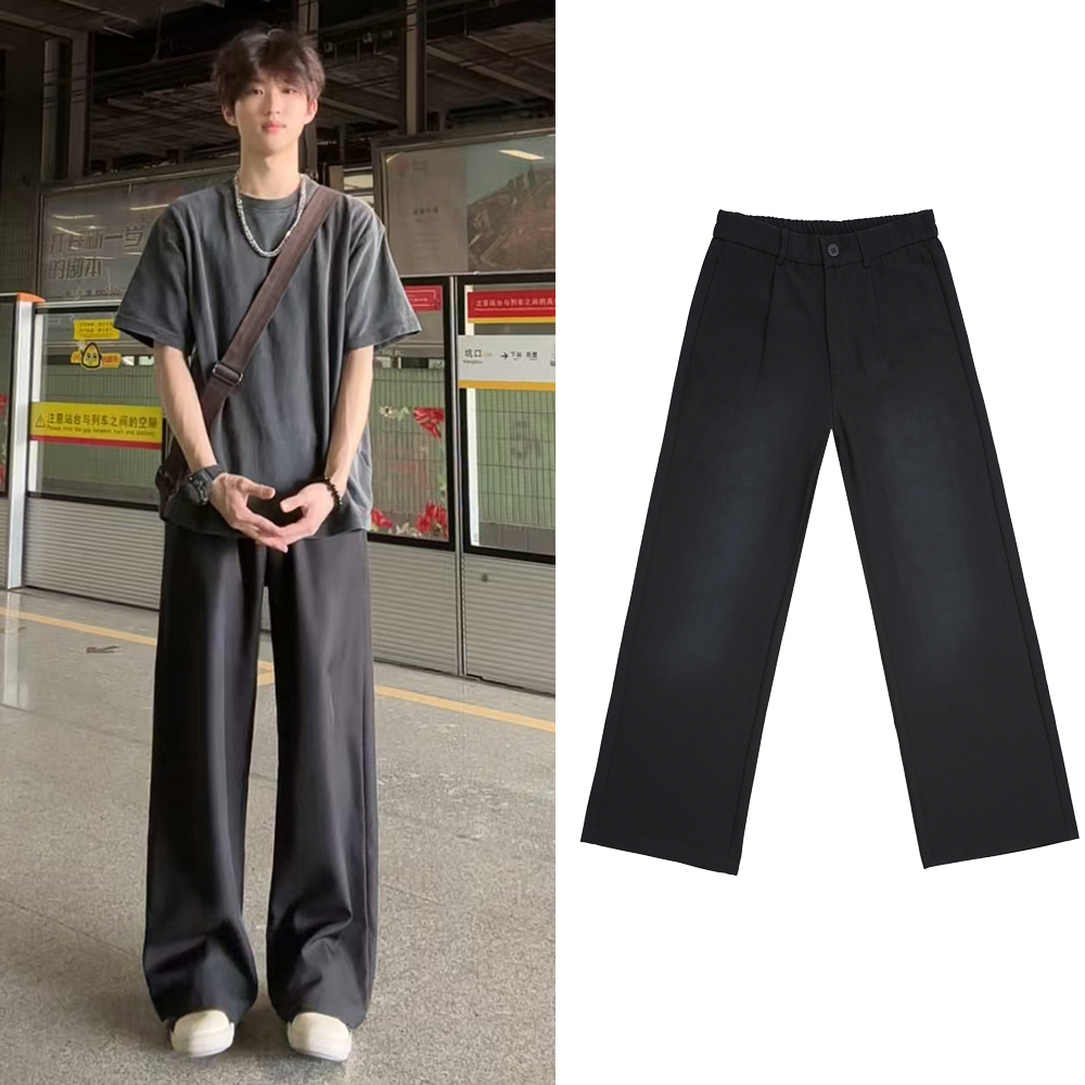 夏季薄款西裤男宽松垂感显腿长休闲长裤cleanfit男生简约百搭裤子