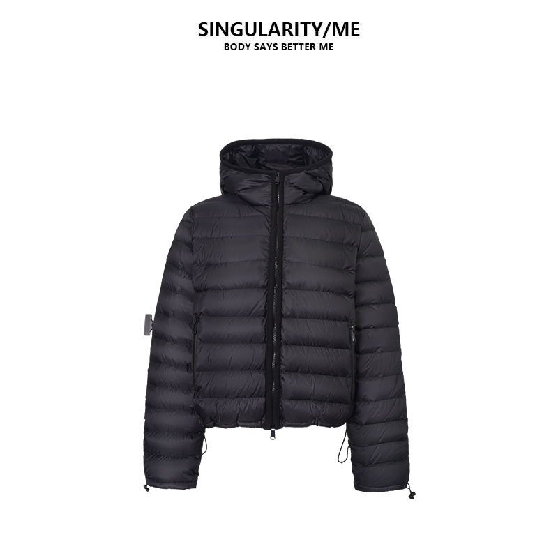 Singularity Me11A 2888 90白鸭绒连帽拉链排骨女165g羽绒服外套