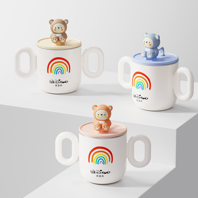 儿童杯牛奶杯吸管杯316L不锈钢敞口中杯宝宝1-2-3岁以上直饮外出