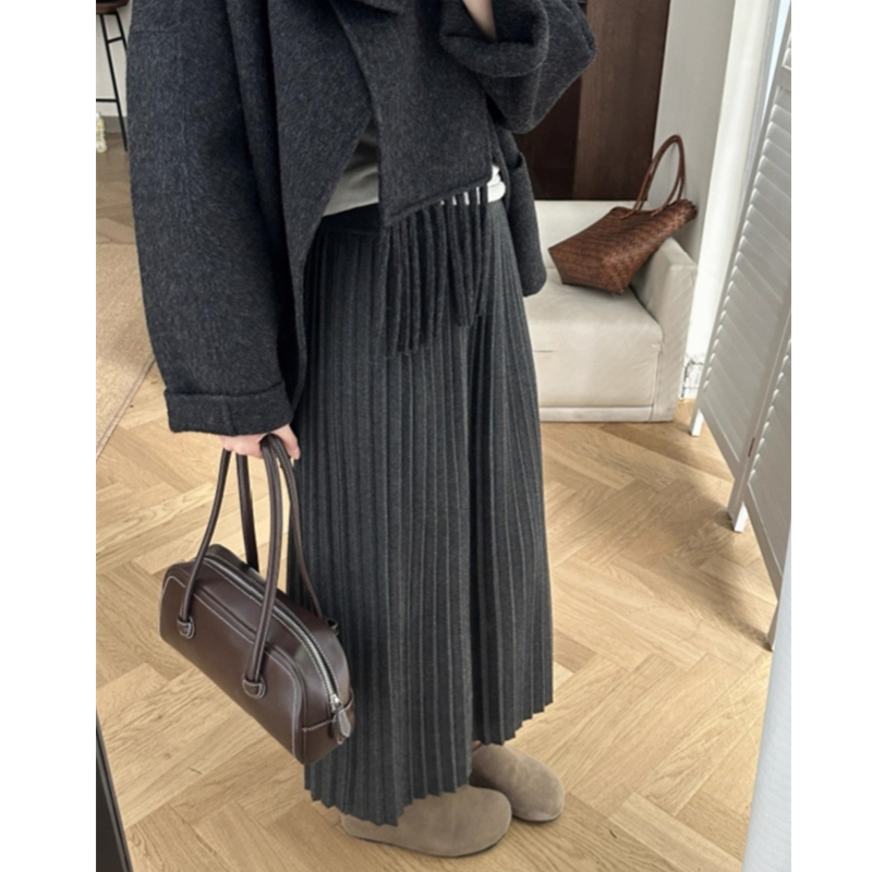 孕妇半身裙宽松长款百褶裙秋冬时尚无托腹高腰长裙孕妇装秋冬裙子