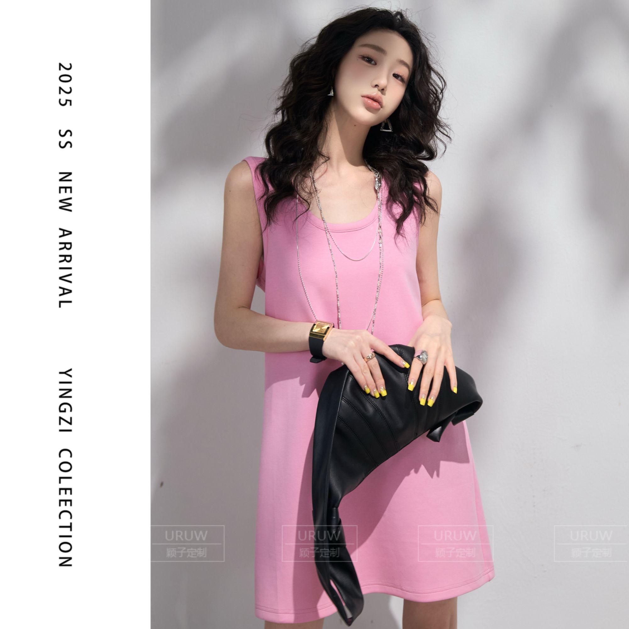 颖子定制【秘境-长短款】纯色宽松显瘦休闲夏季无袖背心连衣裙9610