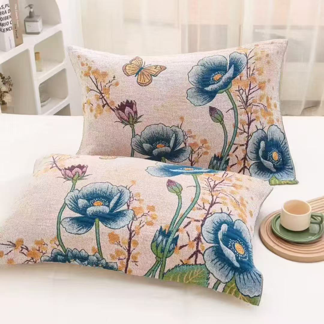 纯棉A类时尚高档加大水洗棉隔头油枕头巾一对成人情侣家用棉枕巾