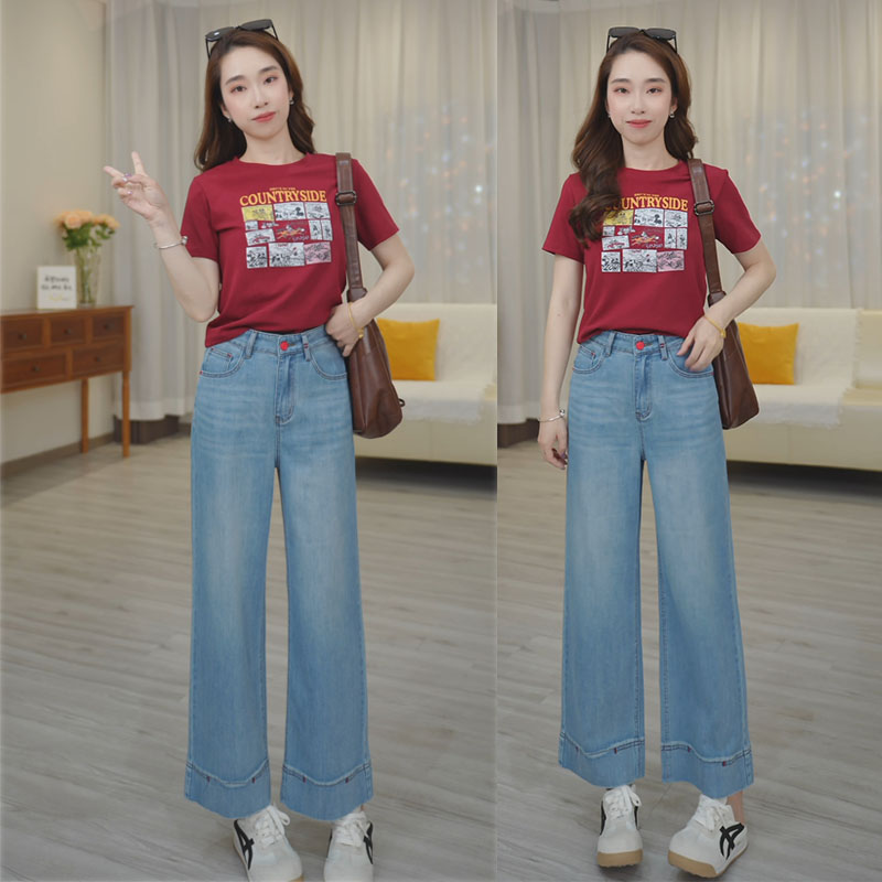 少量现货~天丝显瘦直筒牛仔裤轻薄透气时尚百搭小个子九分奶奶裤