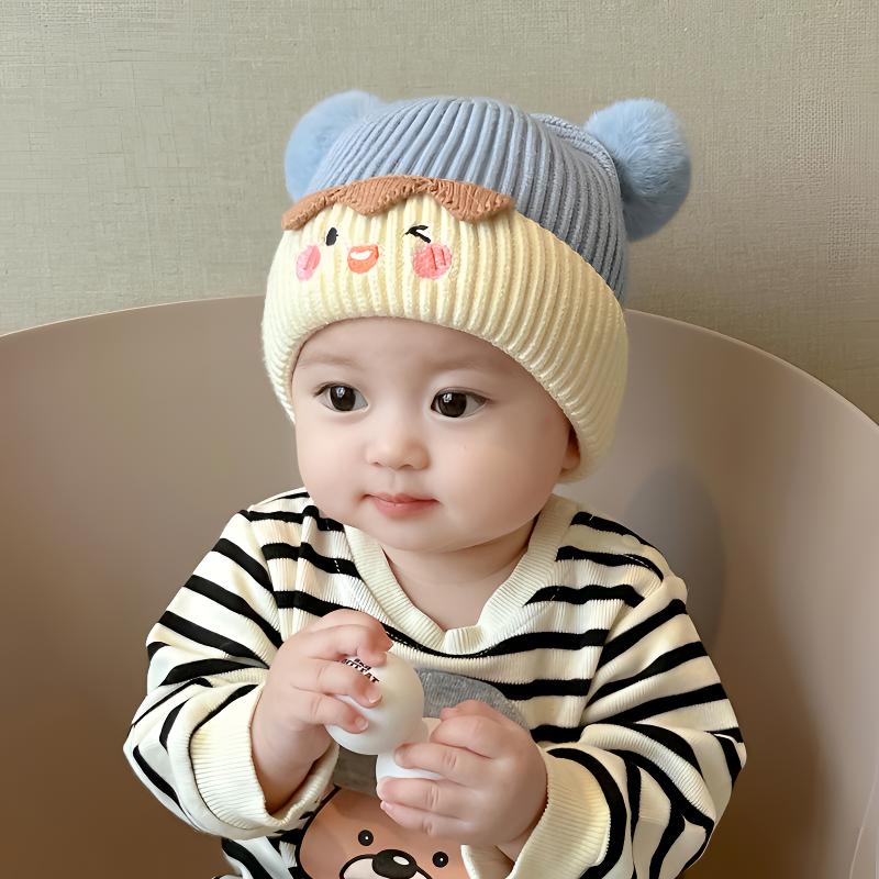 秋冬季套头帽子男女童加厚可爱保暖婴儿帽保暖帽宝宝针织护耳帽