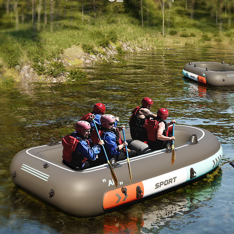 充气皮划艇加厚户外家庭钓鱼船耐磨加高冲锋舟双人漂流船充气小船