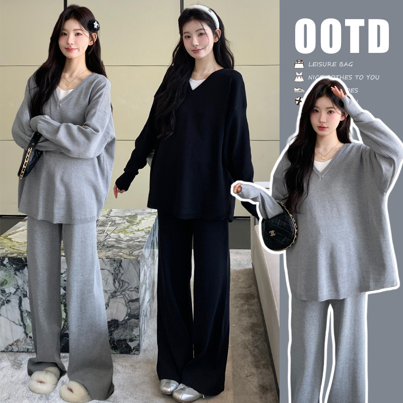 孕妇套装秋冬季假两件设计感新款气质休闲慵懒风高级感孕妇两件套