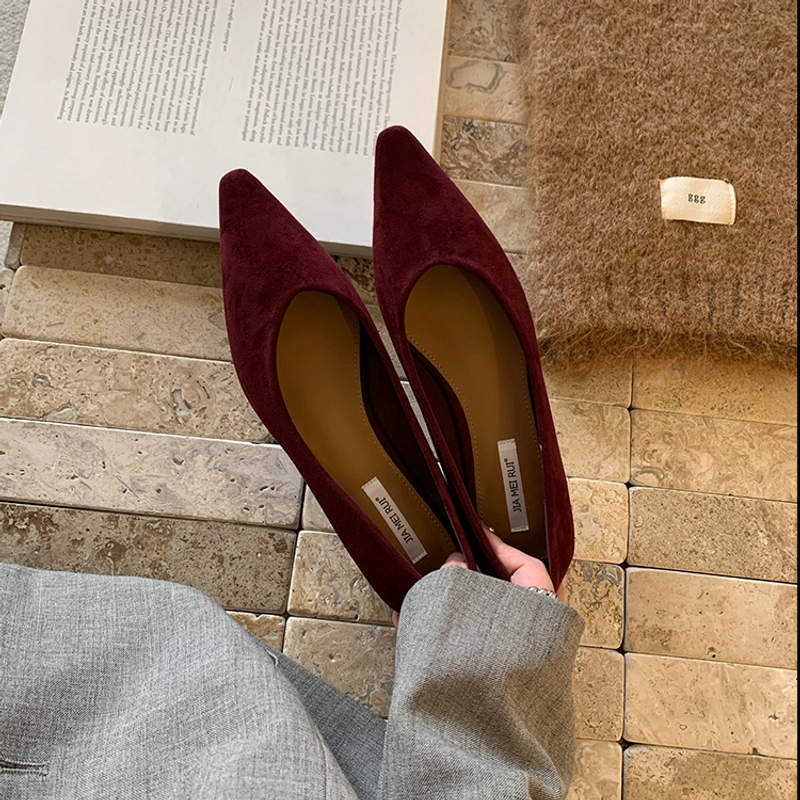 奥古狮登风平底单鞋女2024年新款气质通勤百搭尖头低跟浅口四季鞋