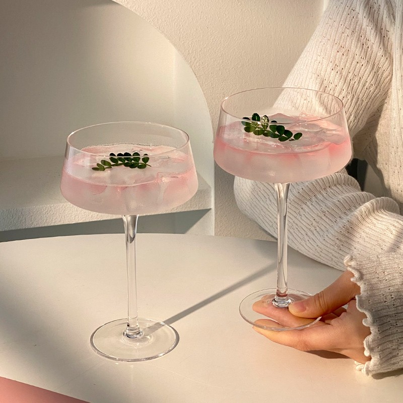 木村高脚水晶塔杯酒吧鸡尾酒杯马天尼杯ins果酒杯女士特调杯玻璃