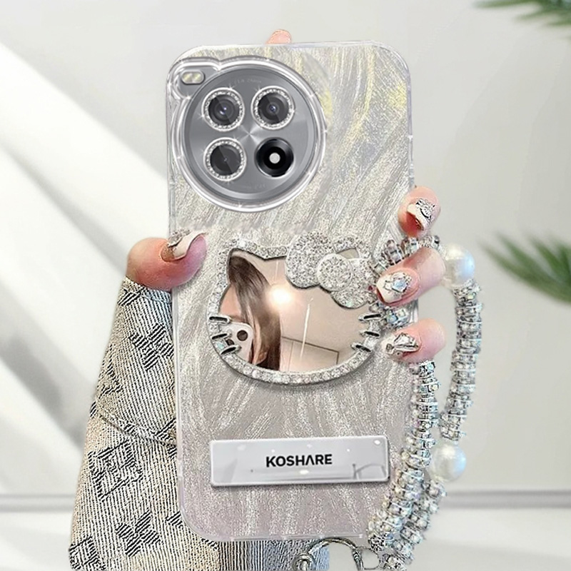 自带镜头膜一加Ace3Pro手机壳PJX110软壳镶钻kt猫镜子OnePlusAce3