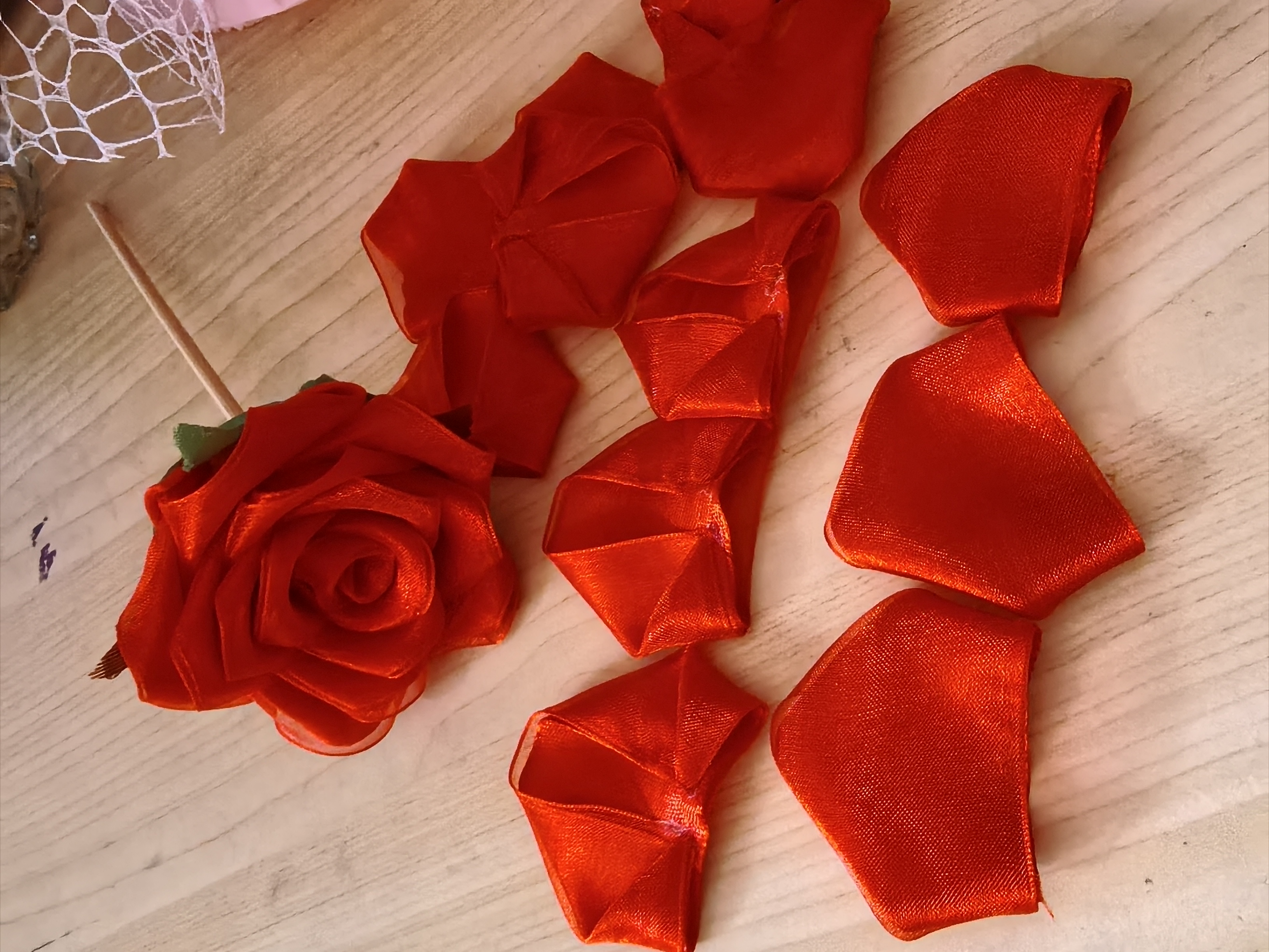 丝带玫瑰花瓣半成品DIY手工做丝带花材料包