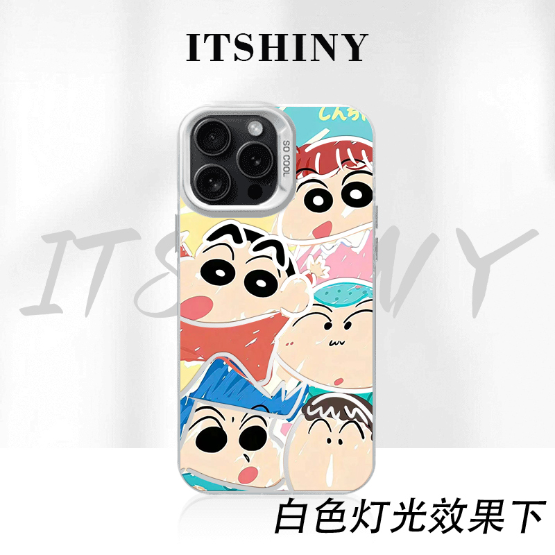蜡笔小新手机壳彩银适用于苹果华为荣耀小米VIVOPPO一加22