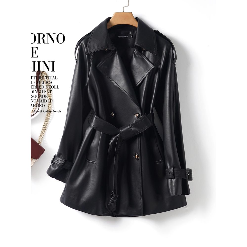 真皮皮衣外套女中长款宽松2025年春装新款海宁绵羊皮风衣气质外套